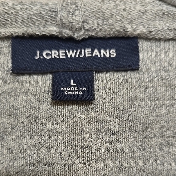 J. Crew Gray Zip Up Sweater with Hood and Textured Knit L - Picture 2 of 3